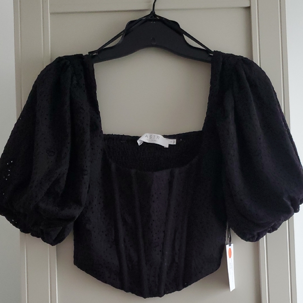 Astr Black Puff Sleeve Blouse